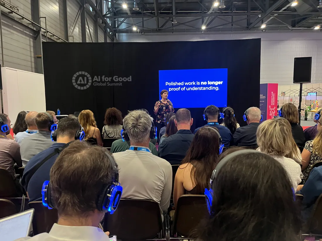 Adina presenting at the AI for Good Global Summit