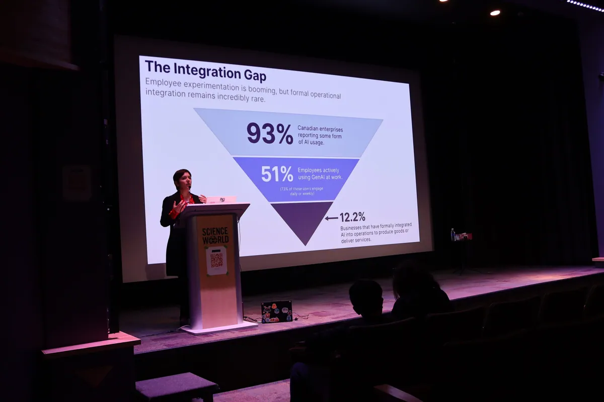 Adina Gray presenting research on AI adoption