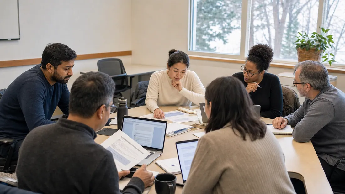 Professionals learning practical AI skills together